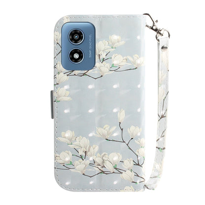 For Motorola Moto G Play 4G 2024 3D Colored Flip Leather Phone Case(Magnolia) by buy2fix