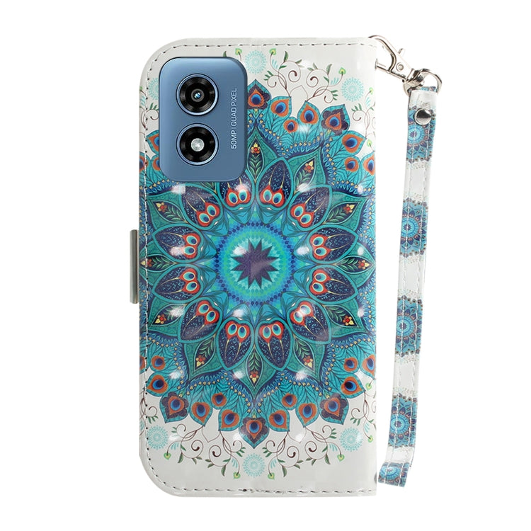 For Motorola Moto G Play 4G 2024 3D Colored Flip Leather Phone Case(Peacock Wreath) by buy2fix