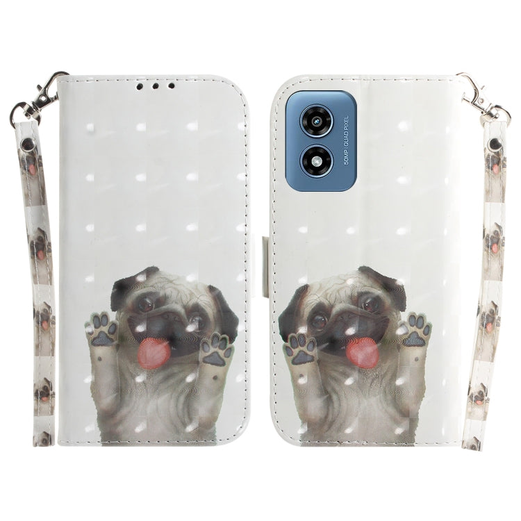 For Motorola Moto G Play 4G 2024 3D Colored Flip Leather Phone Case(Pug) by buy2fix