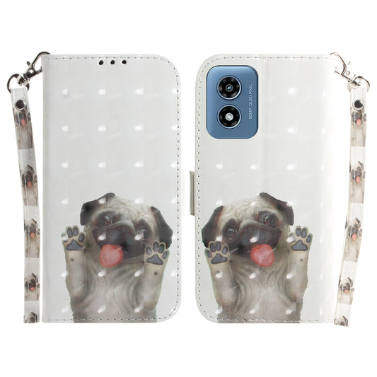 For Motorola Moto G Play 4G 2024 3D Colored Flip Leather Phone Case(Pug) by buy2fix