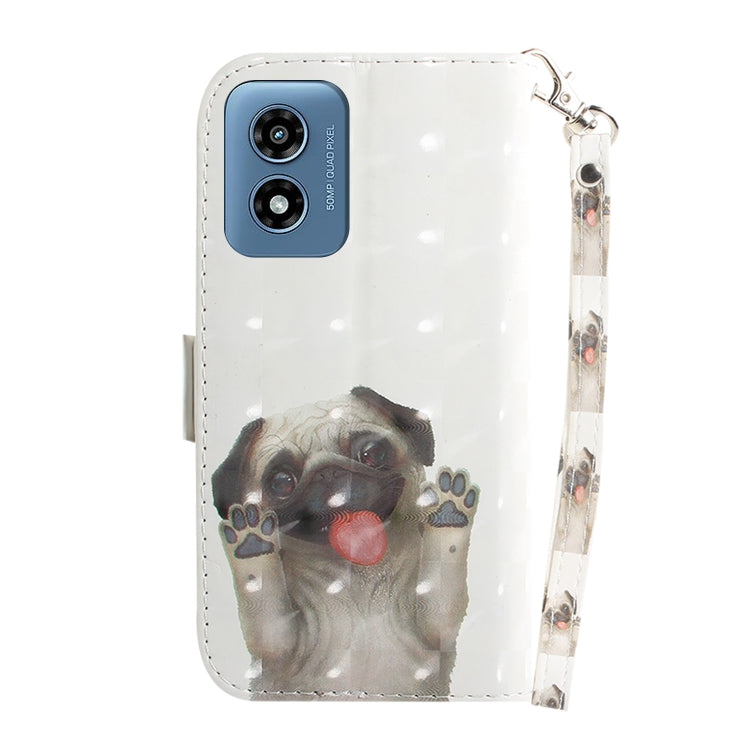 For Motorola Moto G Play 4G 2024 3D Colored Flip Leather Phone Case(Pug) by buy2fix