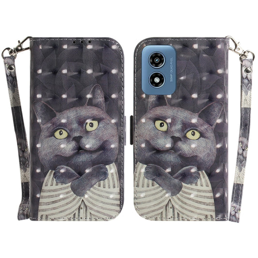 For Motorola Moto G Play 4G 2024 3D Colored Flip Leather Phone Case(Hug Cat) by buy2fix