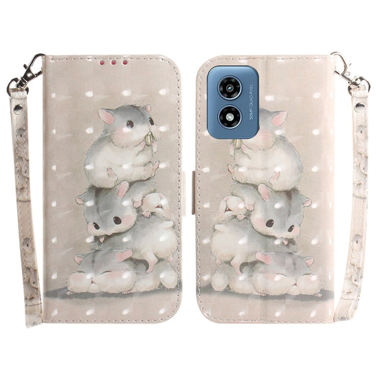 For Motorola Moto G Play 4G 2024 3D Colored Flip Leather Phone Case(Squirrels) by buy2fix