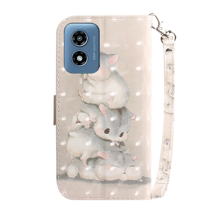 For Motorola Moto G Play 4G 2024 3D Colored Flip Leather Phone Case(Squirrels) by buy2fix