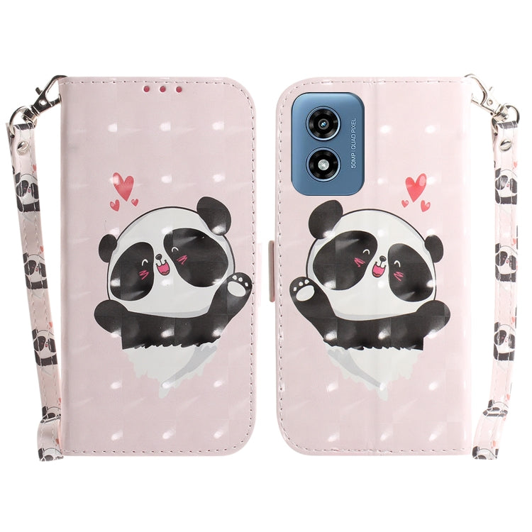For Motorola Moto G Play 4G 2024 3D Colored Flip Leather Phone Case(Heart Panda) by buy2fix