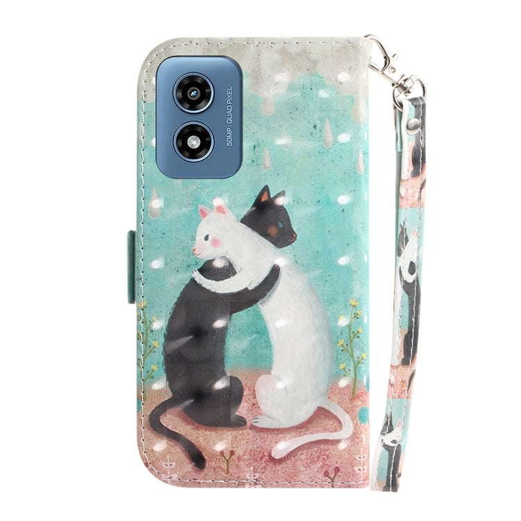 For Motorola Moto G Play 4G 2024 3D Colored Flip Leather Phone Case(Black White Cat) by buy2fix