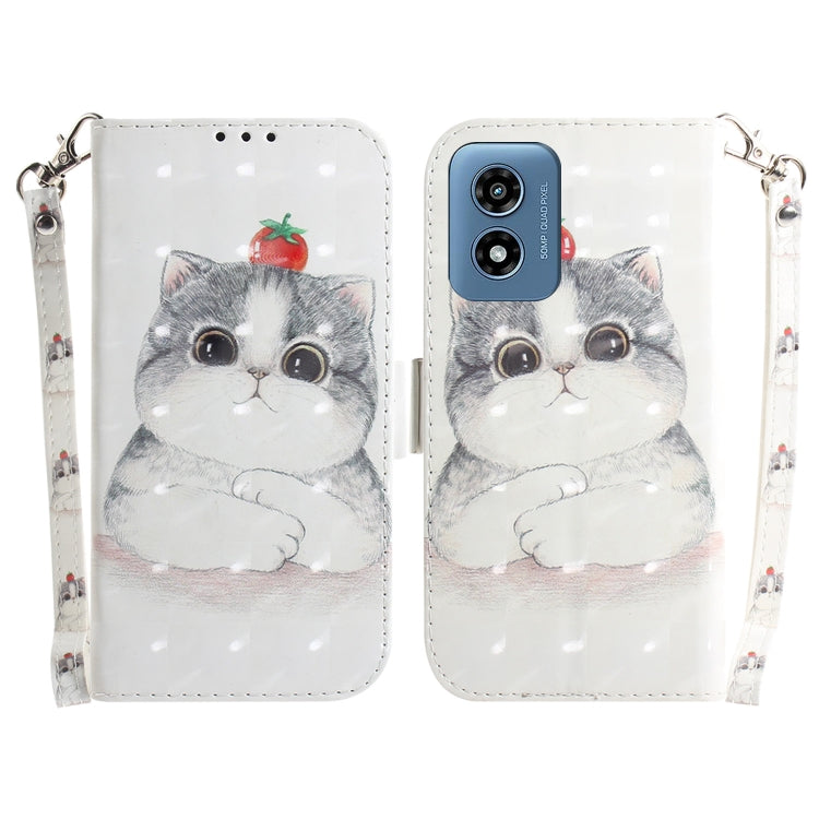 For Motorola Moto G Play 4G 2024 3D Colored Flip Leather Phone Case(Cute Cat) by buy2fix