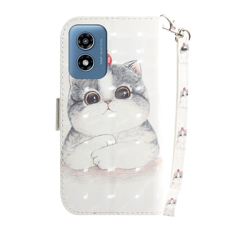 For Motorola Moto G Play 4G 2024 3D Colored Flip Leather Phone Case(Cute Cat) by buy2fix