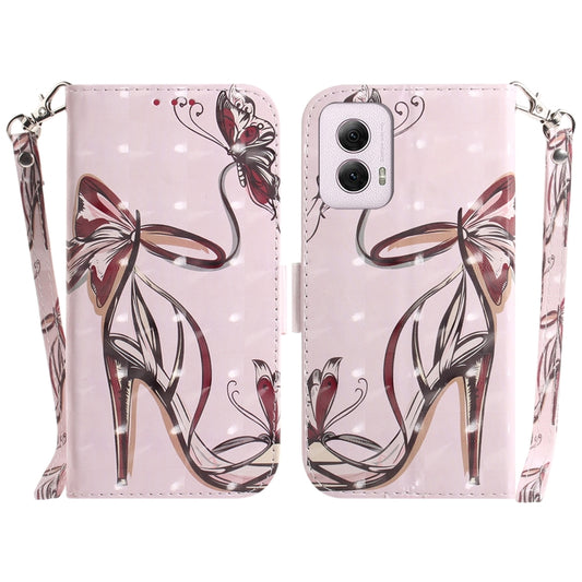 For Motorola Moto G Power 5G 2024 3D Colored Flip Leather Phone Case(Butterfly High-heeled) by buy2fix