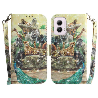 For Motorola Moto G Power 5G 2024 3D Colored Flip Leather Phone Case(Zoo) by buy2fix