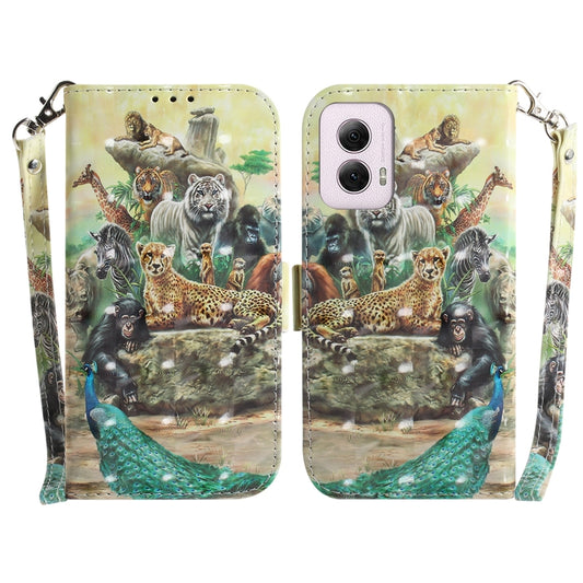 For Motorola Moto G Power 5G 2024 3D Colored Flip Leather Phone Case(Zoo) by buy2fix