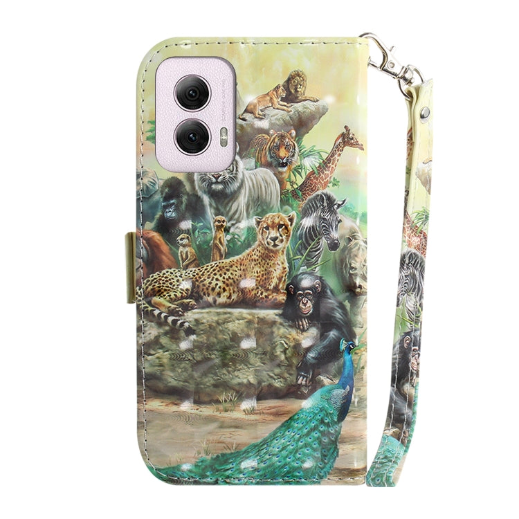 For Motorola Moto G Power 5G 2024 3D Colored Flip Leather Phone Case(Zoo) by buy2fix