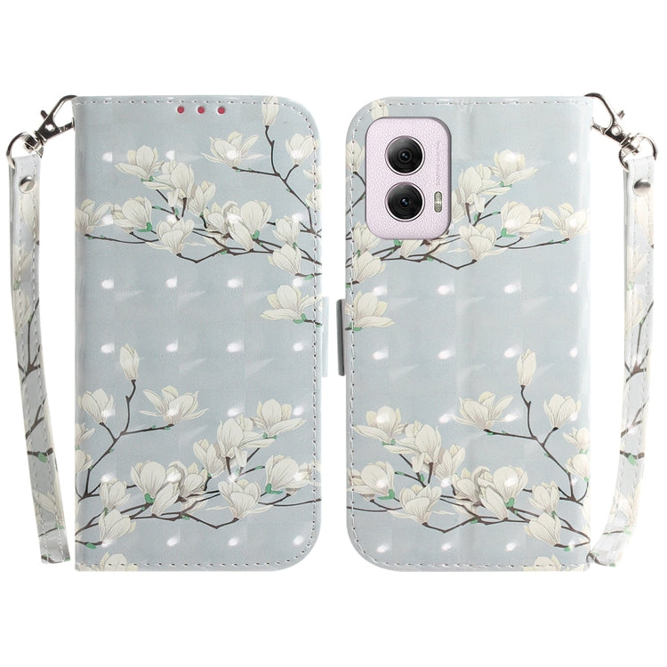 For Motorola Moto G Power 5G 2024 3D Colored Flip Leather Phone Case(Magnolia) by buy2fix