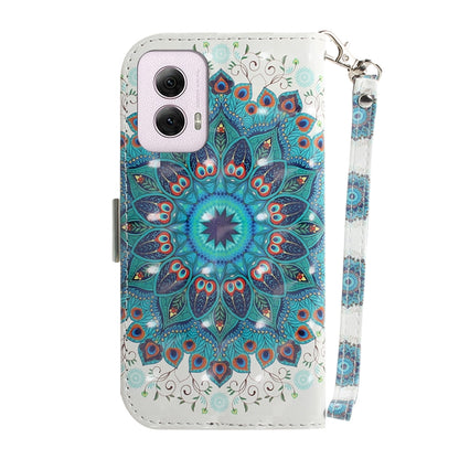 For Motorola Moto G Power 5G 2024 3D Colored Flip Leather Phone Case(Peacock Wreath) by buy2fix