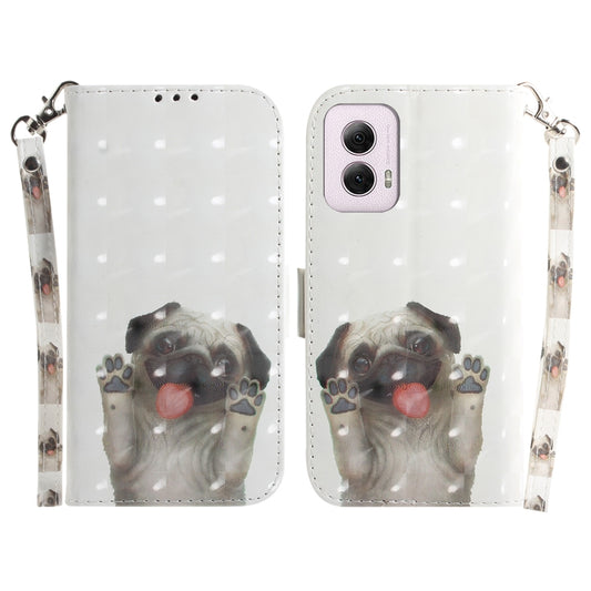 For Motorola Moto G Power 5G 2024 3D Colored Flip Leather Phone Case(Pug) by buy2fix