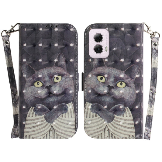 For Motorola Moto G Power 5G 2024 3D Colored Flip Leather Phone Case(Hug Cat) by buy2fix