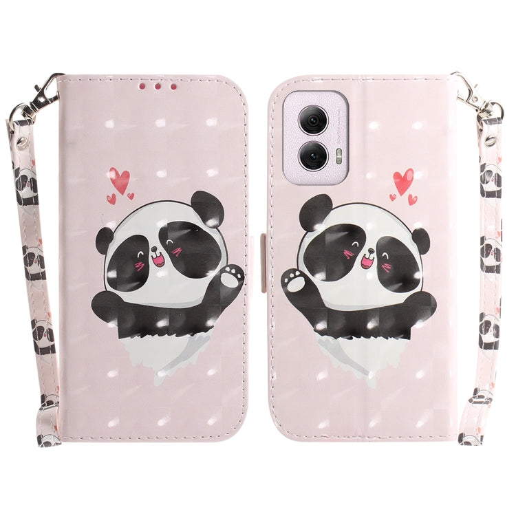 For Motorola Moto G Power 5G 2024 3D Colored Flip Leather Phone Case(Heart Panda) by buy2fix