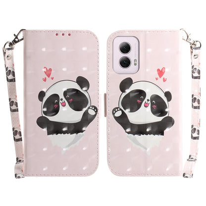 For Motorola Moto G Power 5G 2024 3D Colored Flip Leather Phone Case(Heart Panda) by buy2fix