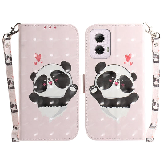 For Motorola Moto G Power 5G 2024 3D Colored Flip Leather Phone Case(Heart Panda) by buy2fix