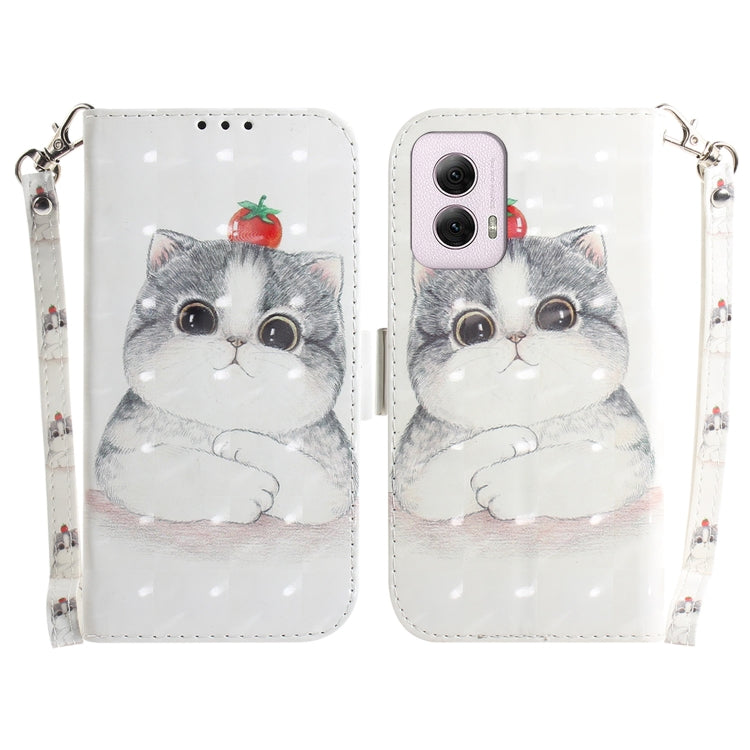 For Motorola Moto G Power 5G 2024 3D Colored Flip Leather Phone Case(Cute Cat) by buy2fix