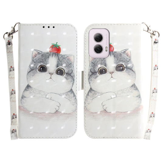 For Motorola Moto G Power 5G 2024 3D Colored Flip Leather Phone Case(Cute Cat) by buy2fix