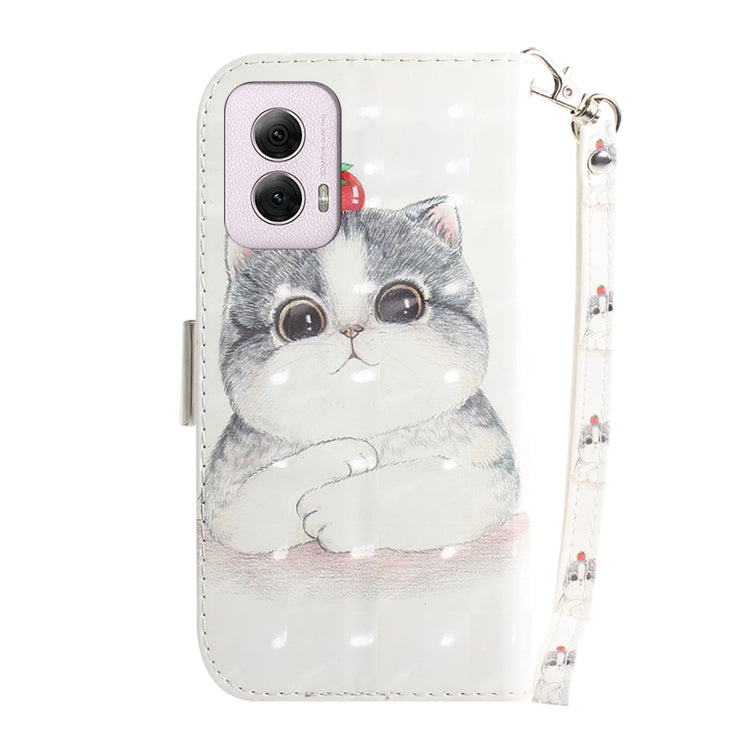 For Motorola Moto G Power 5G 2024 3D Colored Flip Leather Phone Case(Cute Cat) by buy2fix