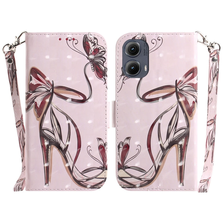 For Motorola Edge 2024 3D Colored Flip Leather Phone Case(Butterfly High-heeled) by buy2fix