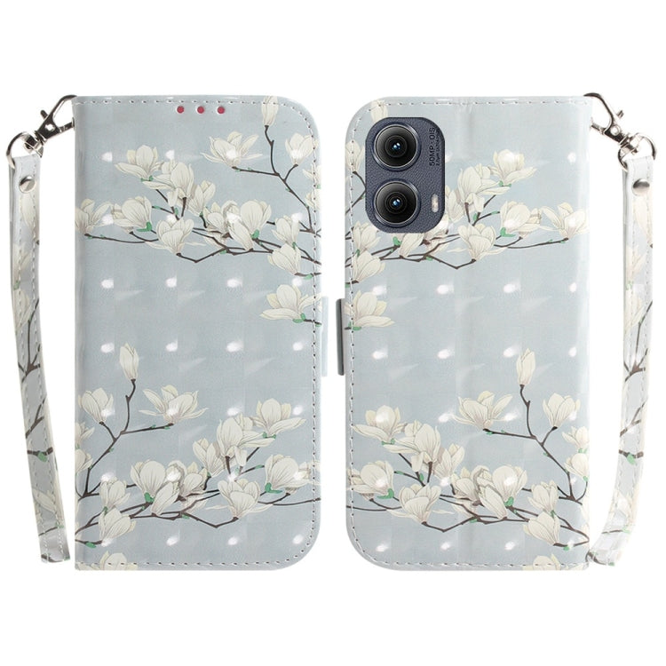 For Motorola Edge 2024 3D Colored Flip Leather Phone Case(Magnolia) by buy2fix