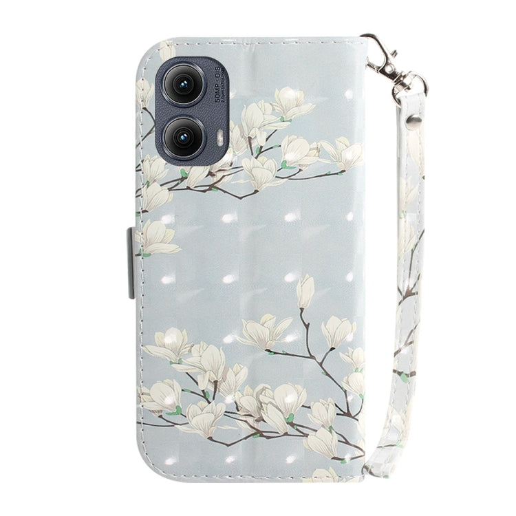 For Motorola Edge 2024 3D Colored Flip Leather Phone Case(Magnolia) by buy2fix