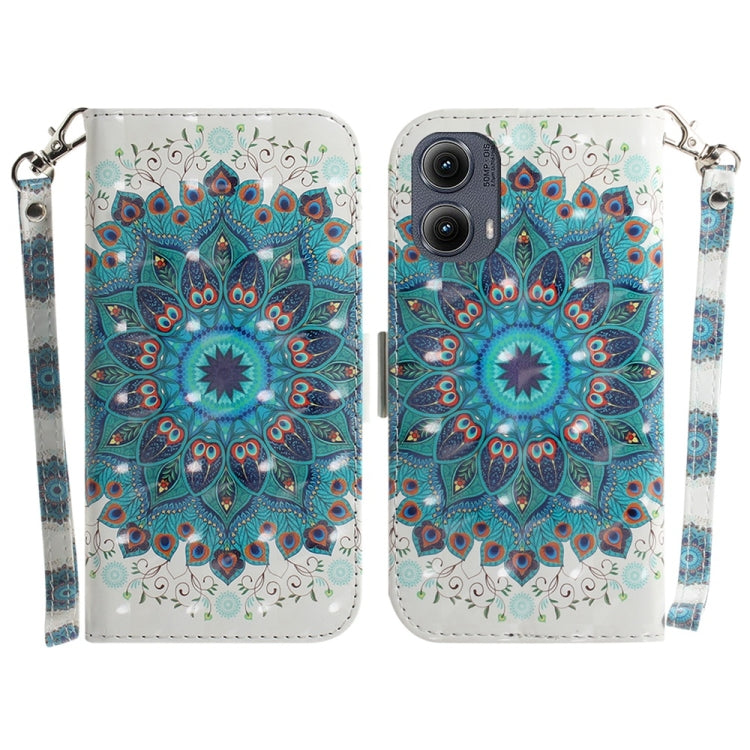 For Motorola Edge 2024 3D Colored Flip Leather Phone Case(Peacock Wreath) by buy2fix