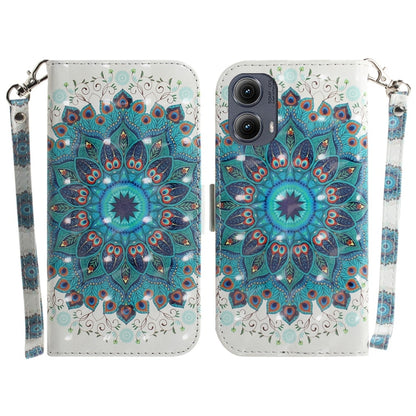 For Motorola Edge 2024 3D Colored Flip Leather Phone Case(Peacock Wreath) by buy2fix