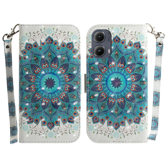 For Motorola Edge 2024 3D Colored Flip Leather Phone Case(Peacock Wreath) by buy2fix
