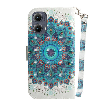 For Motorola Edge 2024 3D Colored Flip Leather Phone Case(Peacock Wreath) by buy2fix