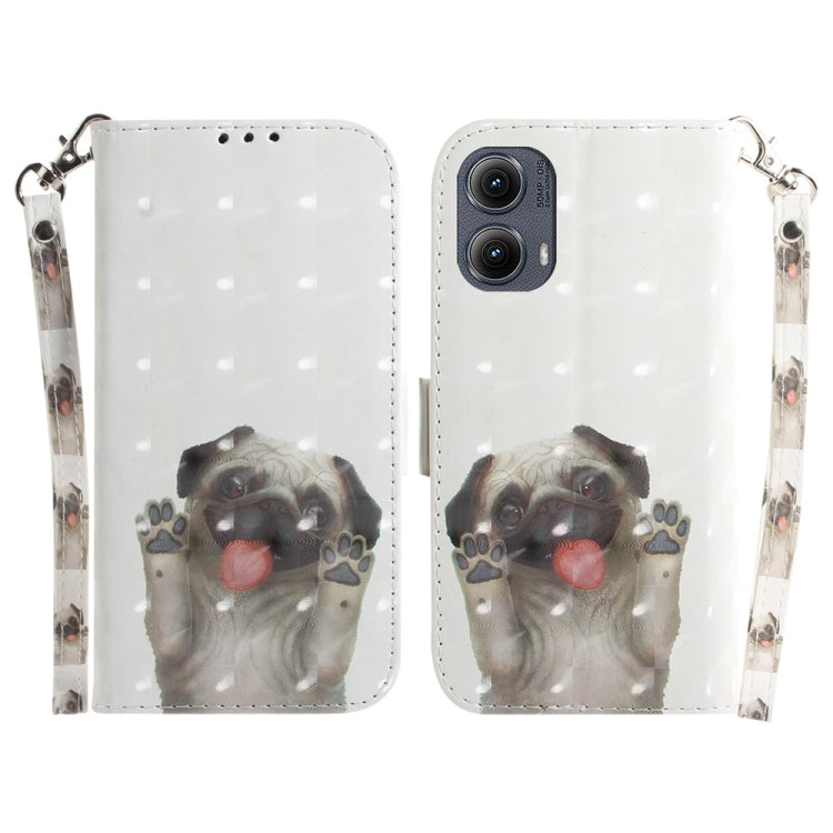 For Motorola Edge 2024 3D Colored Flip Leather Phone Case(Pug) by buy2fix