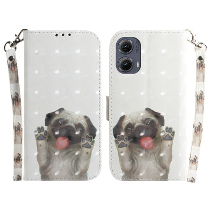 For Motorola Edge 2024 3D Colored Flip Leather Phone Case(Pug) by buy2fix