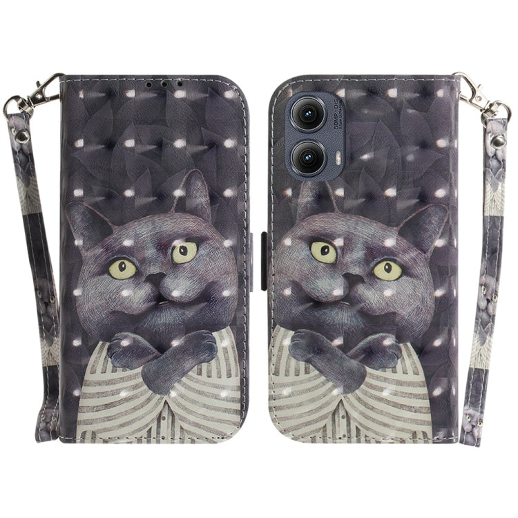 For Motorola Edge 2024 3D Colored Flip Leather Phone Case(Hug Cat) by buy2fix