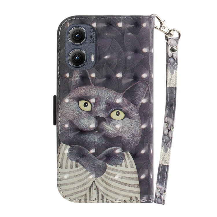 For Motorola Edge 2024 3D Colored Flip Leather Phone Case(Hug Cat) by buy2fix