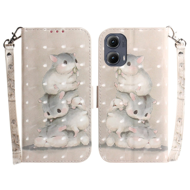For Motorola Edge 2024 3D Colored Flip Leather Phone Case(Squirrels) by buy2fix