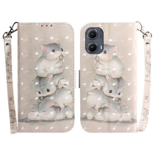 For Motorola Edge 2024 3D Colored Flip Leather Phone Case(Squirrels) by buy2fix