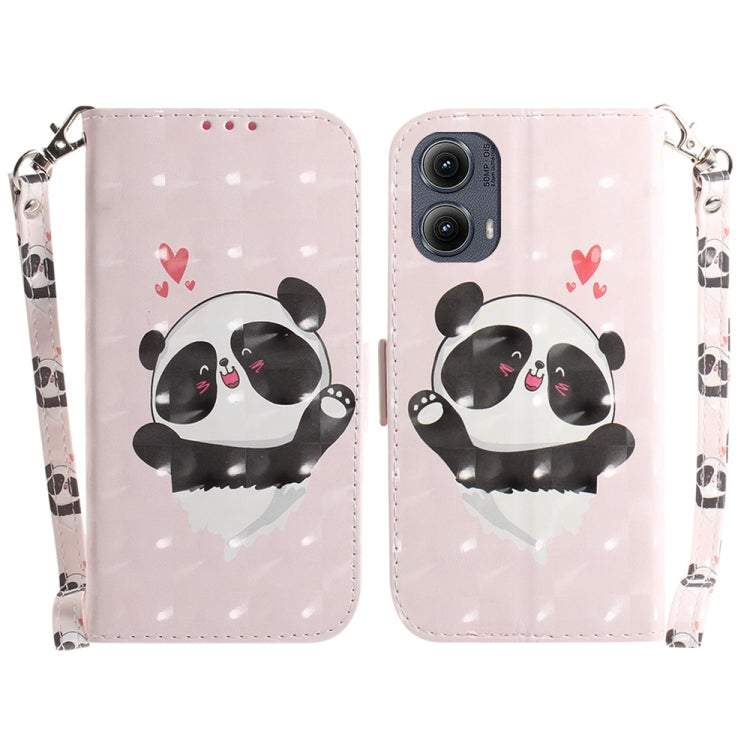 For Motorola Edge 2024 3D Colored Flip Leather Phone Case(Heart Panda) by buy2fix