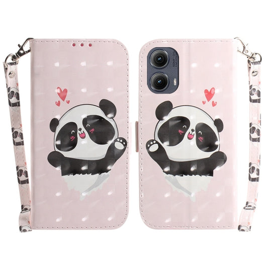 For Motorola Edge 2024 3D Colored Flip Leather Phone Case(Heart Panda) by buy2fix