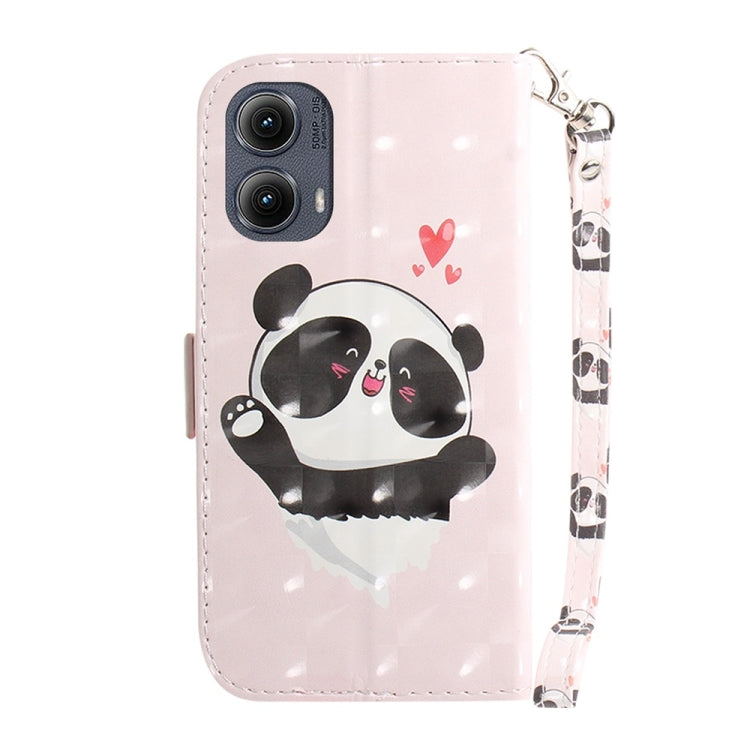 For Motorola Edge 2024 3D Colored Flip Leather Phone Case(Heart Panda) by buy2fix