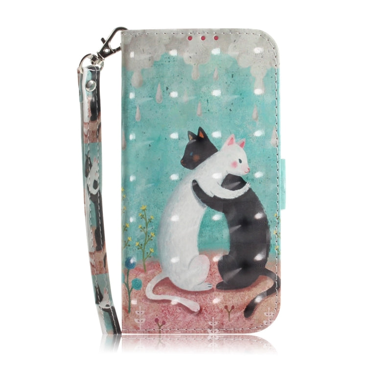 For Motorola Edge 2024 3D Colored Flip Leather Phone Case(Black White Cat) by buy2fix