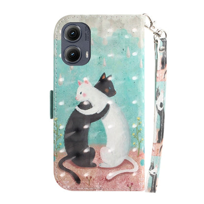 For Motorola Edge 2024 3D Colored Flip Leather Phone Case(Black White Cat) by buy2fix