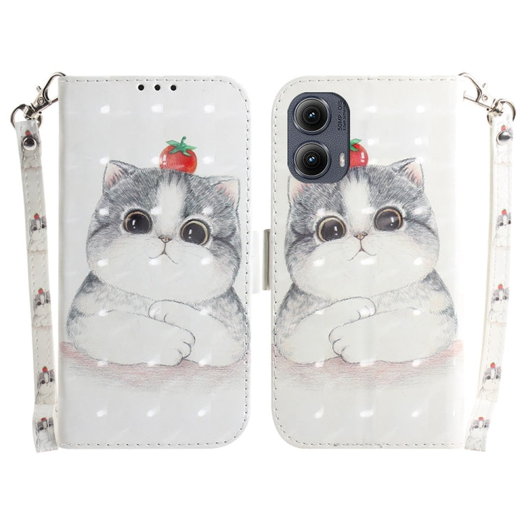 For Motorola Edge 2024 3D Colored Flip Leather Phone Case(Cute Cat) by buy2fix