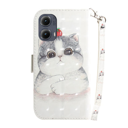 For Motorola Edge 2024 3D Colored Flip Leather Phone Case(Cute Cat) by buy2fix