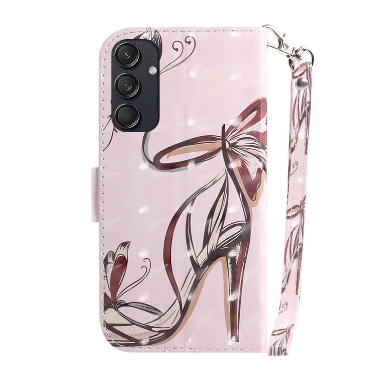 For Samsung Galaxy M55 3D Colored Horizontal Flip Leather Phone Case(Butterfly High-heeled) by buy2fix