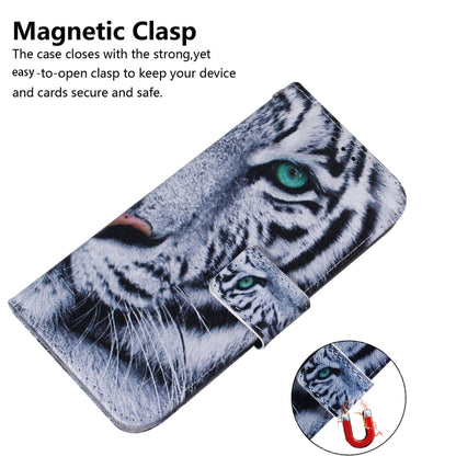For iPhone 16e Coloured Drawing Flip Leather Phone Case(Tiger) by buy2fix