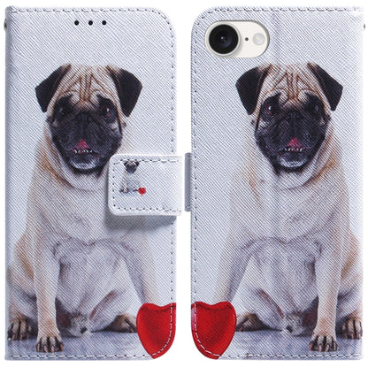 For iPhone 16e Coloured Drawing Flip Leather Phone Case(Pug) by buy2fix