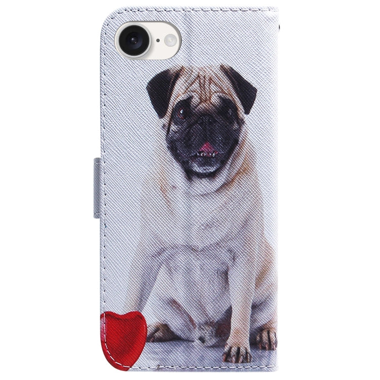 For iPhone 16e Coloured Drawing Flip Leather Phone Case(Pug) by buy2fix